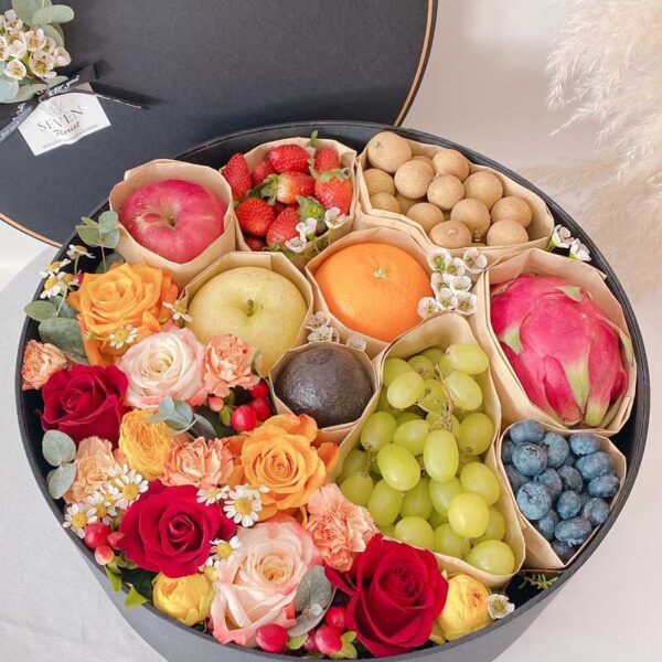Premium Flowers & Fruits Gift Box – [Round]