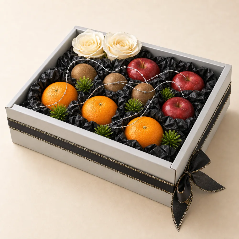 Silver lining box fruit basket